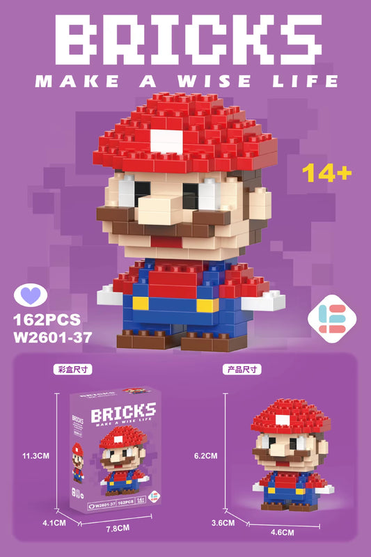 NEW Mini Super Mario Bros Lega Disney Stitch Building Blocks Cartoon Anime Pokemon Pikachu Assembled Bricks Toy for Kids Gift